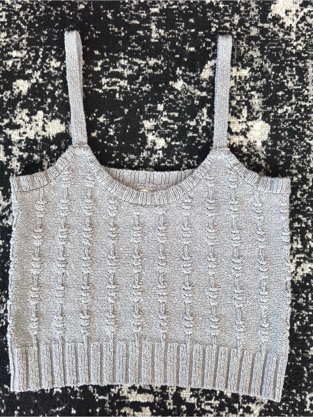 Gray Textured Sweater Knit Tank Top Small